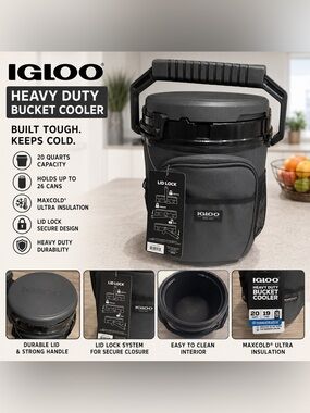 Igloo Tactical Gray Bucket Cooler with Black Trim